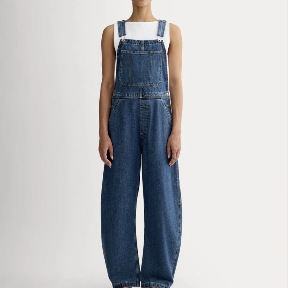 Everlane Blue Denim Wide-Leg Overalls